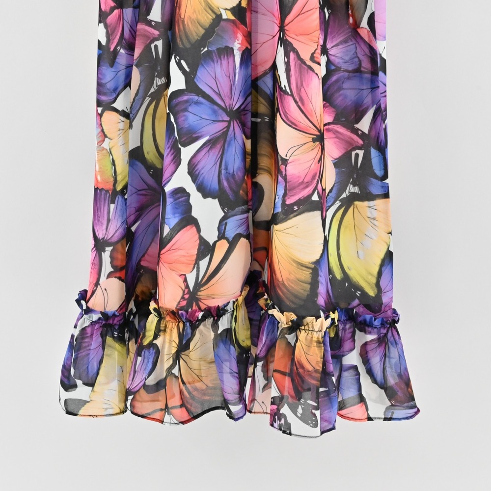 Vtg Y2k Atina Cristina Colorful Butterfly Mini Dress Sz XS Sleeveless Ruffle Hem - Picture 11 of 11